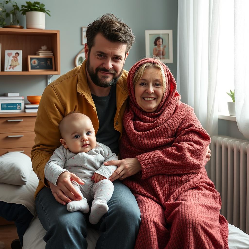 Дети на лечении у остеопата с родителями.